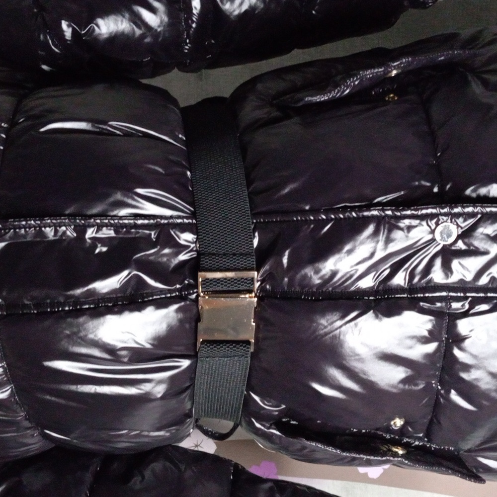 Michael Kors puff coat black with faux fur zippered hood.  Med. NEW - Picture 2 of 13